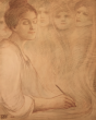 Kahlil Gibran: Portrait of Josephine Preston Peabody, colored pencil on paper, 1904
