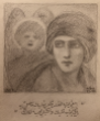 Kahlil Gibran: Person with angel, graphite on paper, c1902-1904